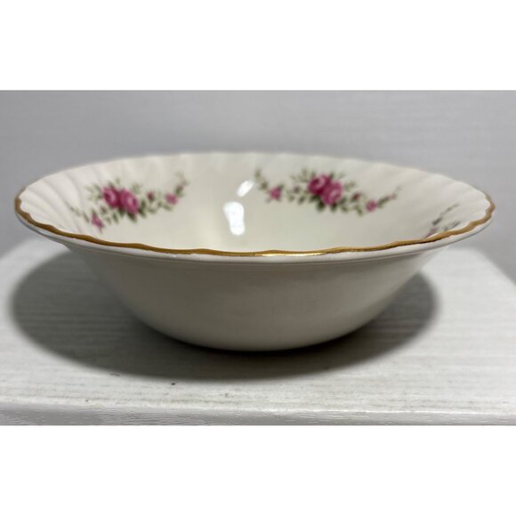 Ridgway Dainty Rose Ironstone Bowls Set Of 5 Pink Floral Design With Gold Trim - Picture 4 of 9